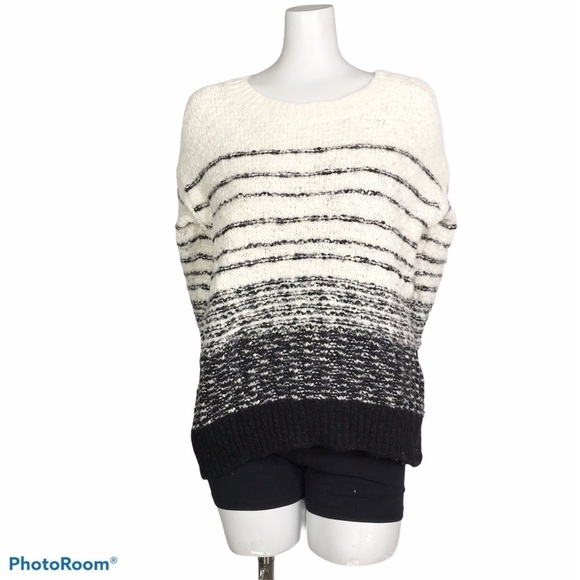 Vince black and white striped wool blend sweater - Picture 1 of 8